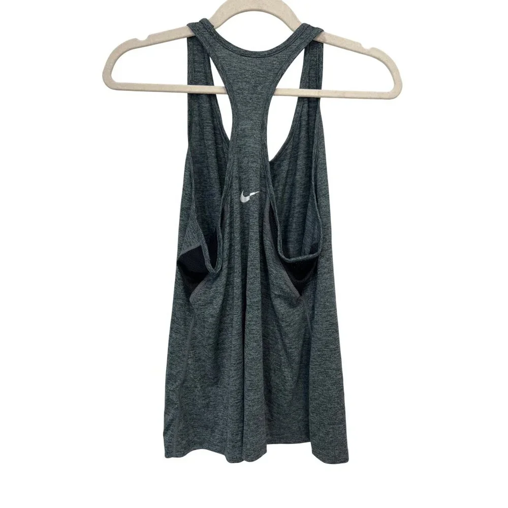 Nike Dri Fit Sleeveless Racerback Athletic Tank Top Womens XL Gray Black Fitness